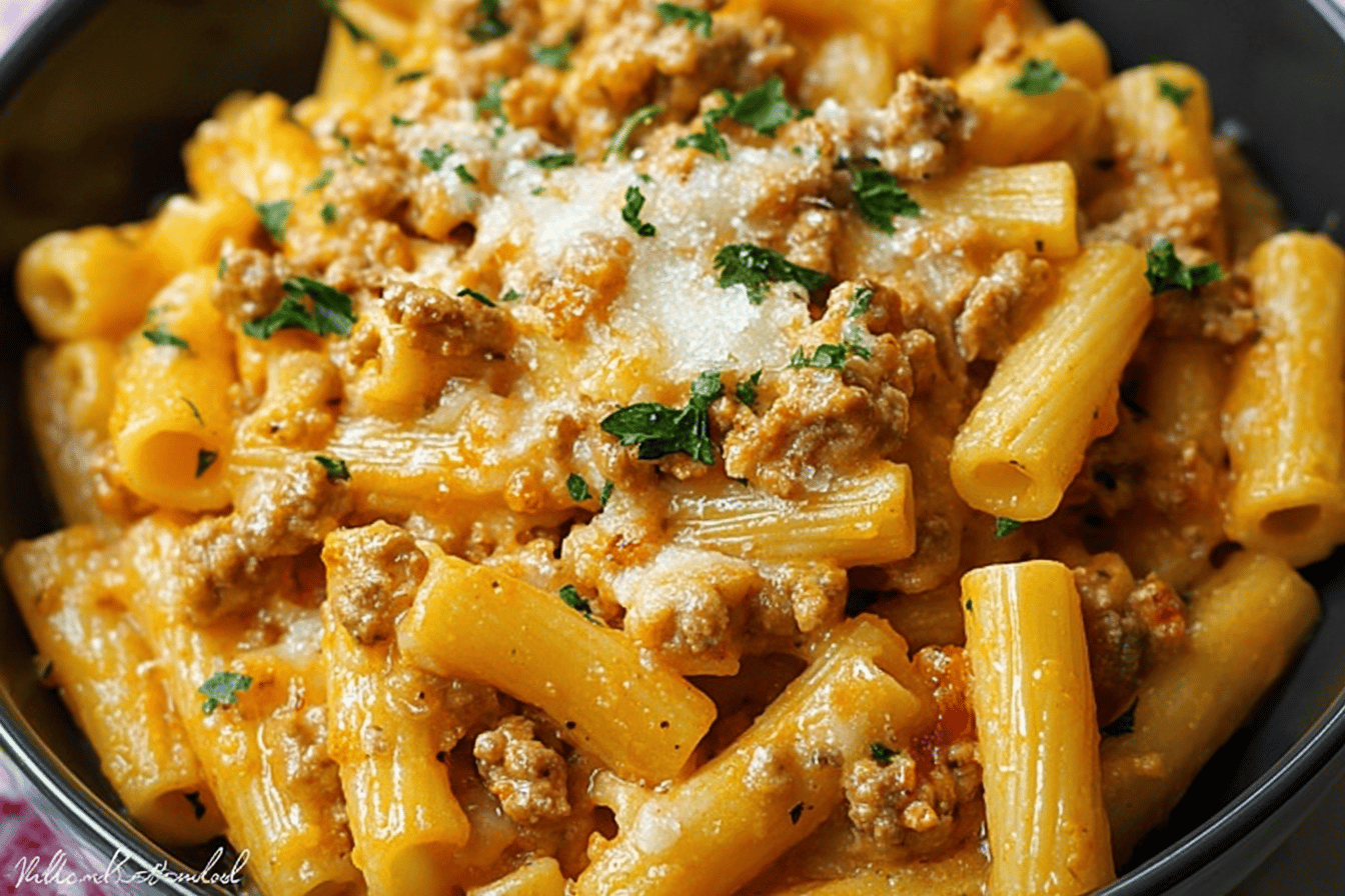 Cheesy Ground Turkey Pasta
