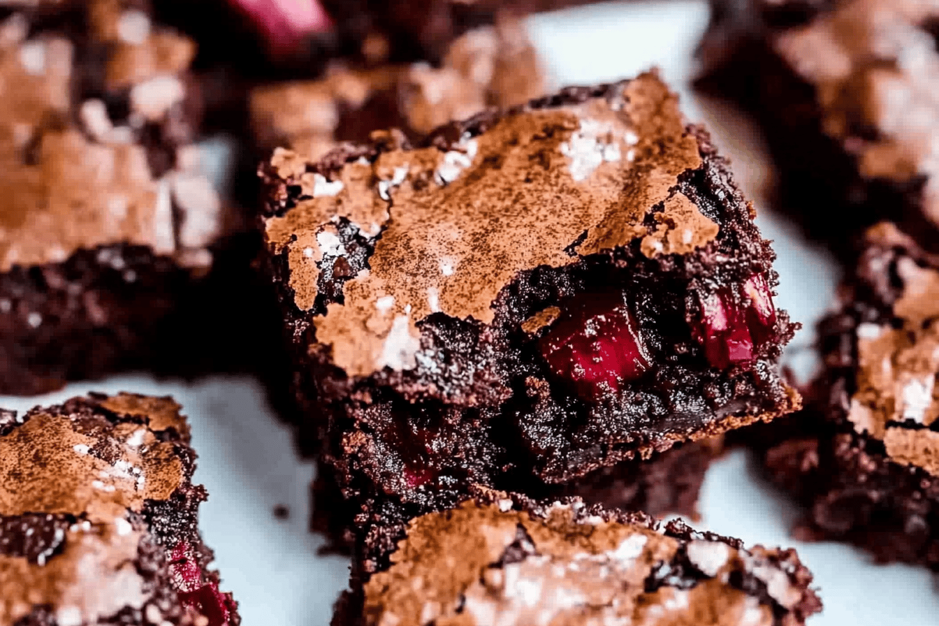 Dark Chocolate Rhubarb Brownies