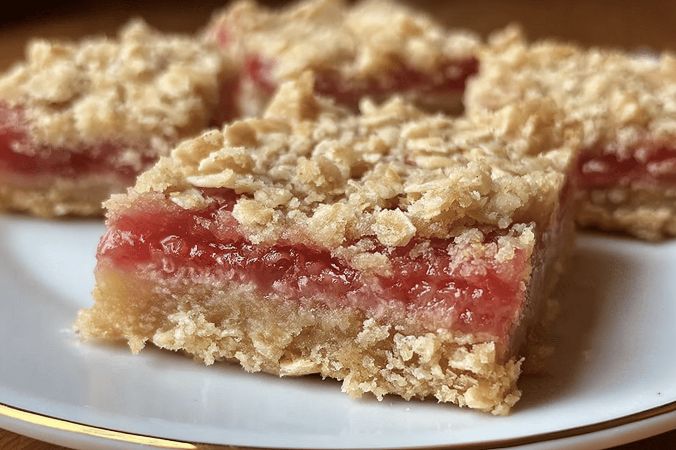 Delicious Oatmeal Rhubarb Bars
