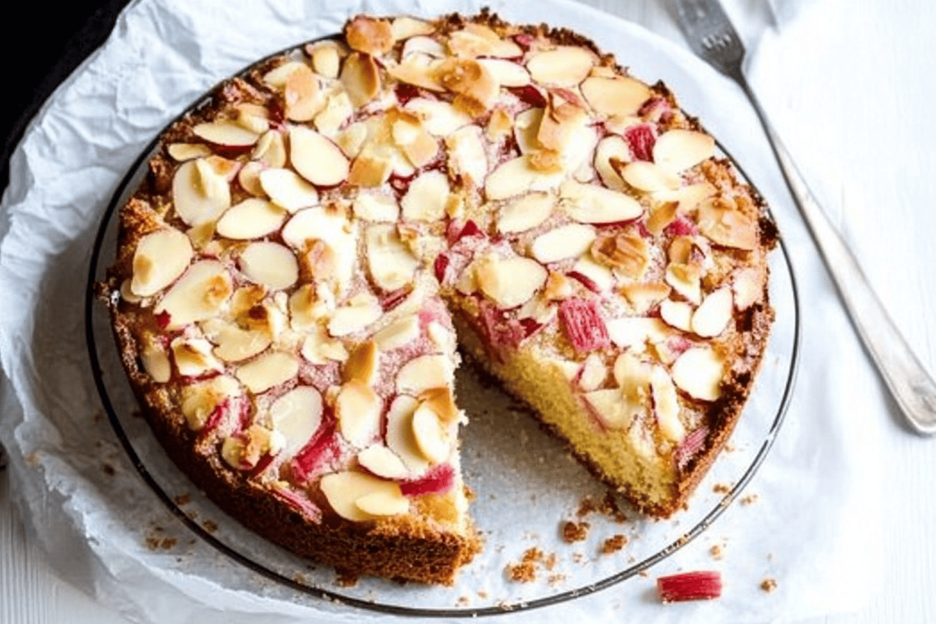 Norwegian Rhubarb Almond Cake