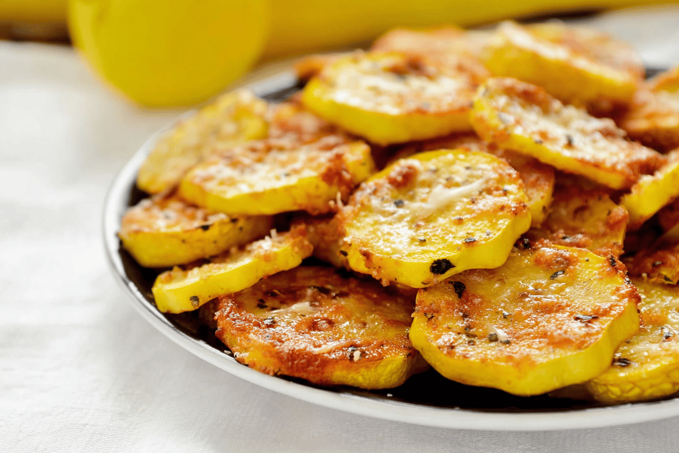 Baked Parmesan Yellow Squash Rounds