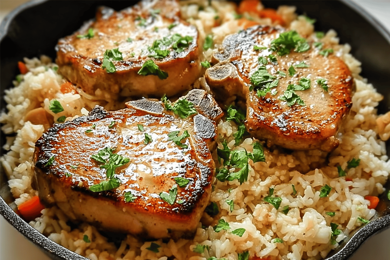 Baked Pork Chops and Rice