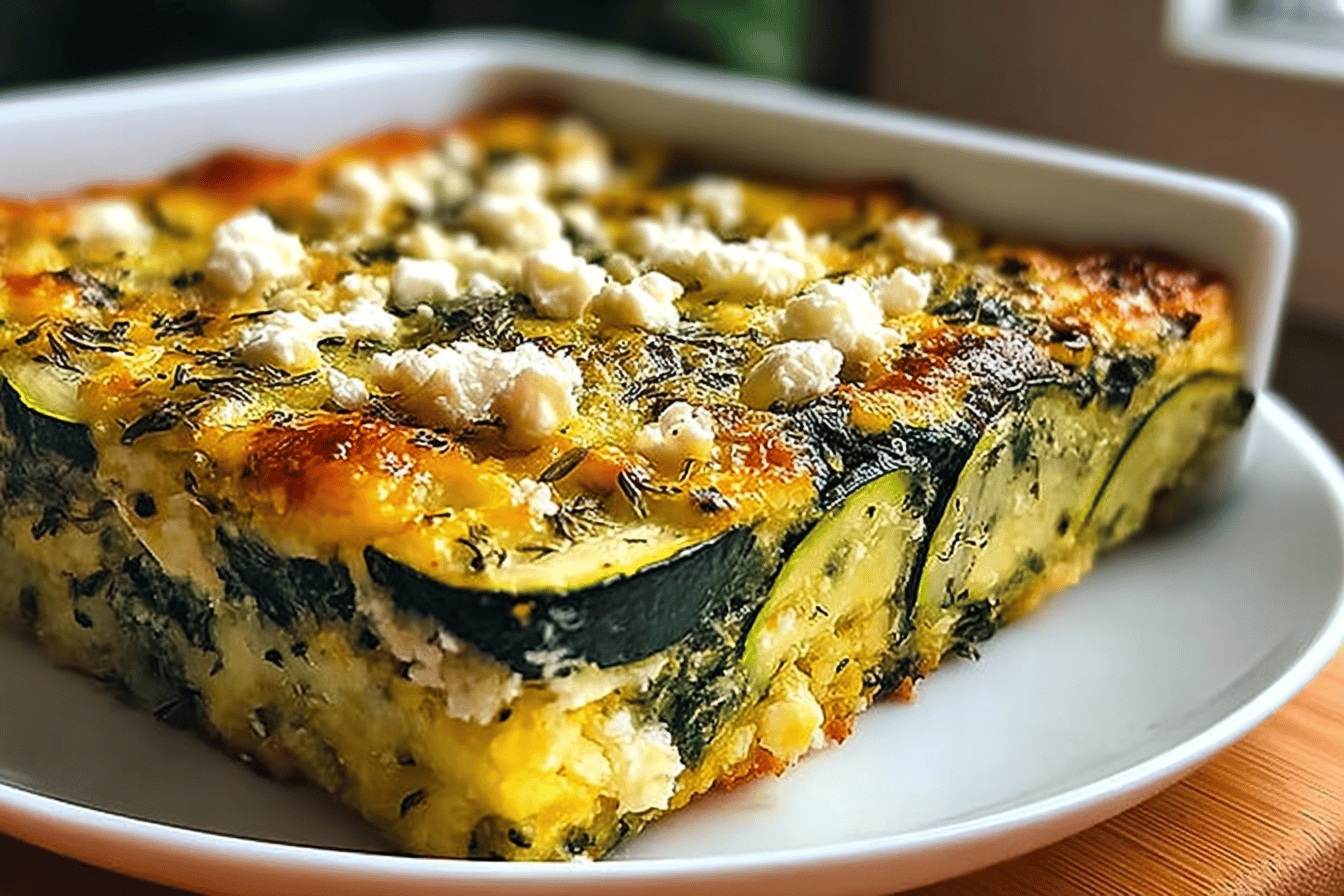 Baked Zucchini Spinach Feta Casserole