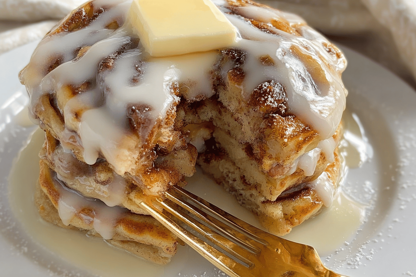 Fluffy Vegan Cinnamon Roll Pancakes