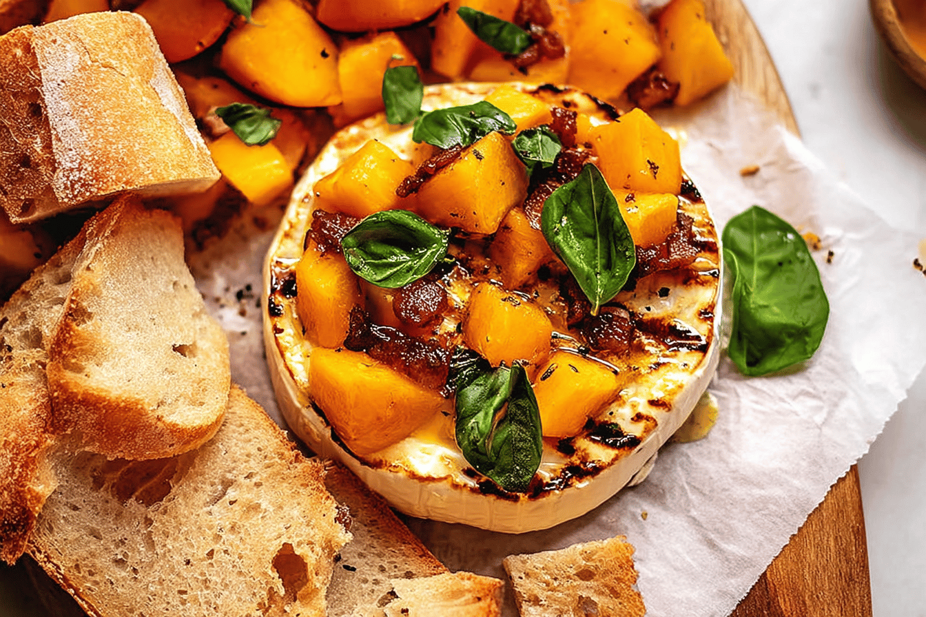 Grilled Brie with Peaches