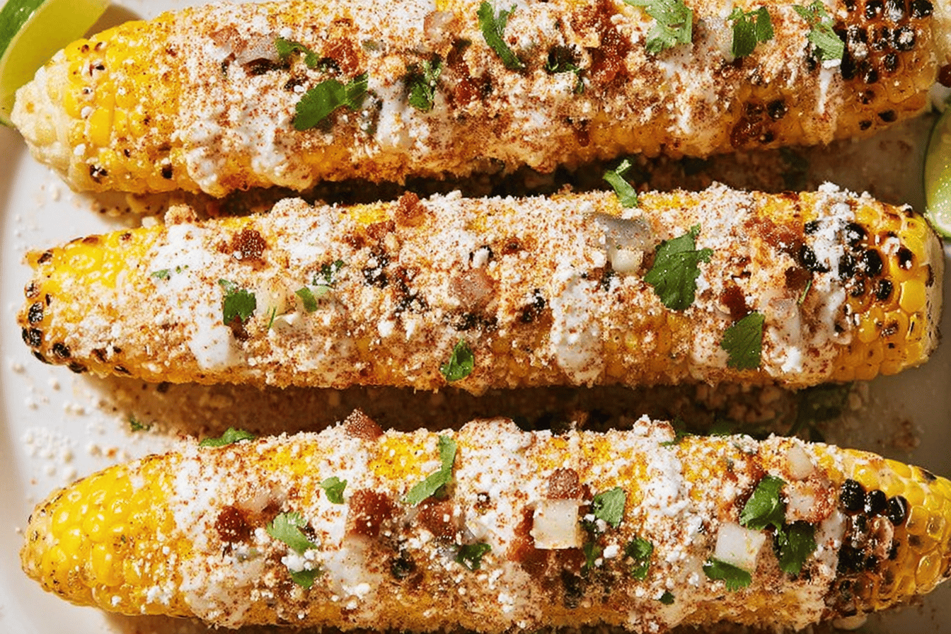 Grilled Corn with Taco Toppings