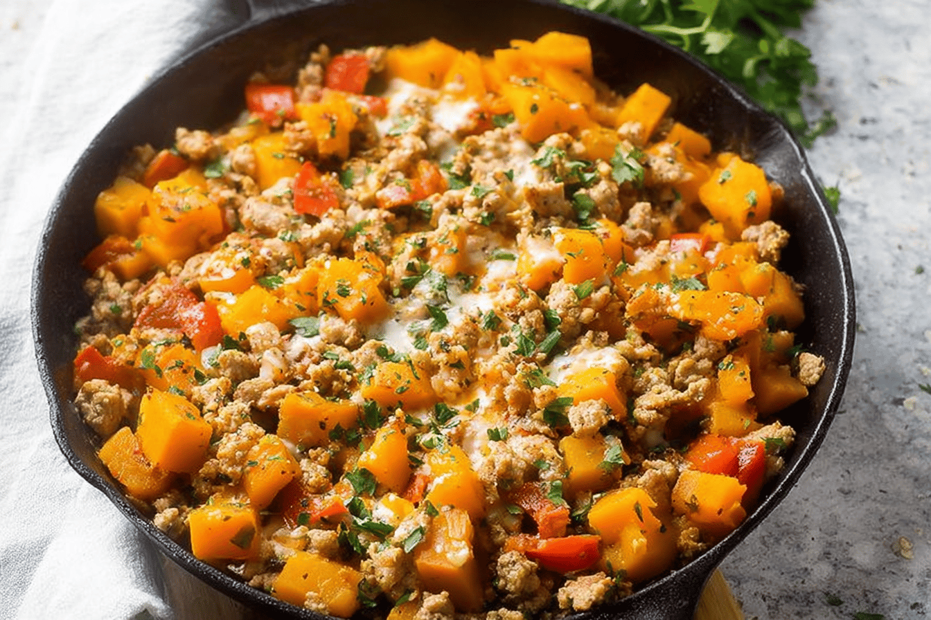 Ground Turkey Butternut Squash Skillet