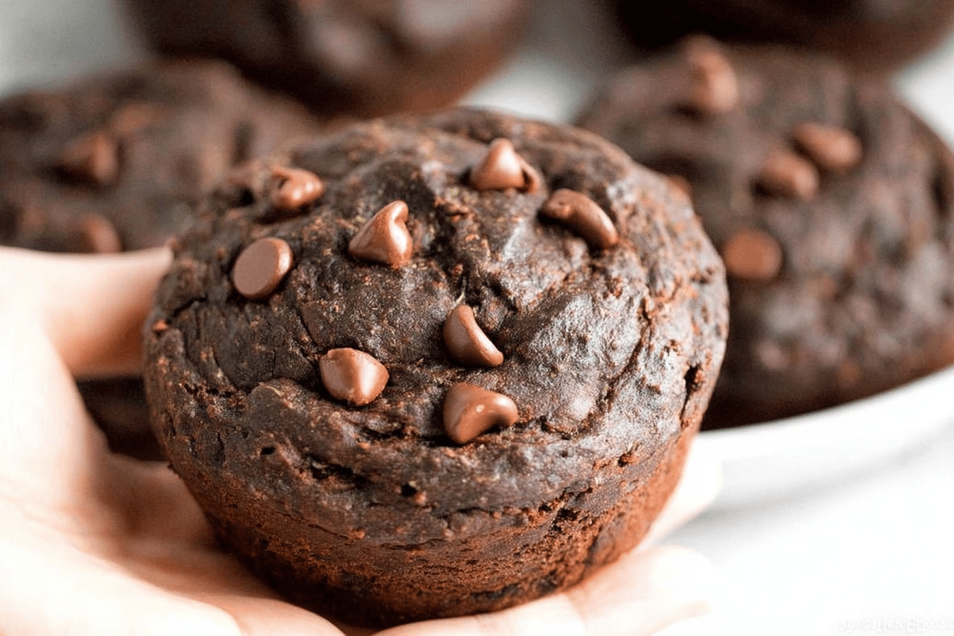 Healthy Double Chocolate Zucchini Muffins
