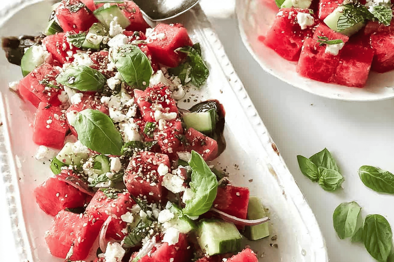 Watermelon Basil Feta Salad