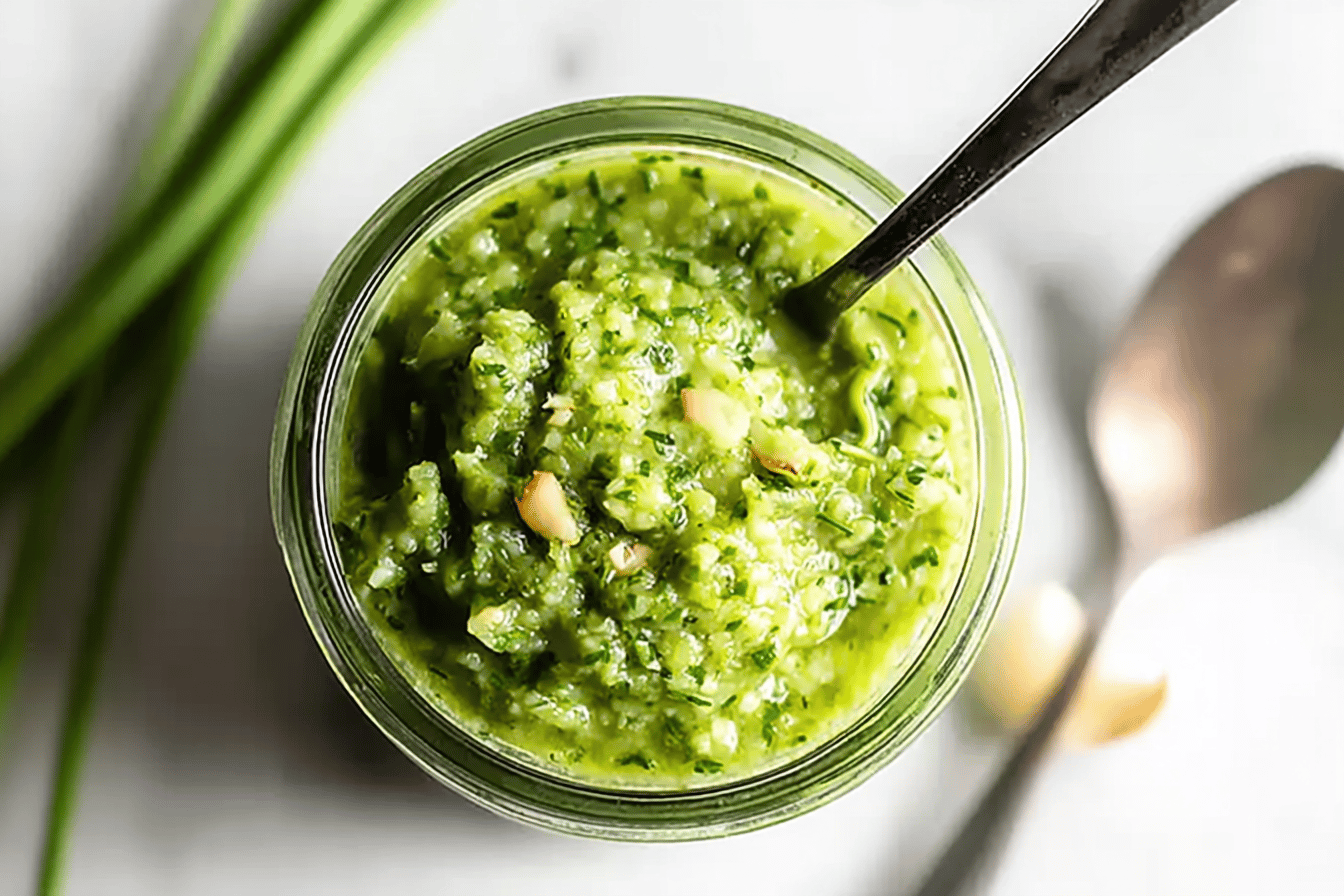 Zesty Lemon Garlic Scape Pesto