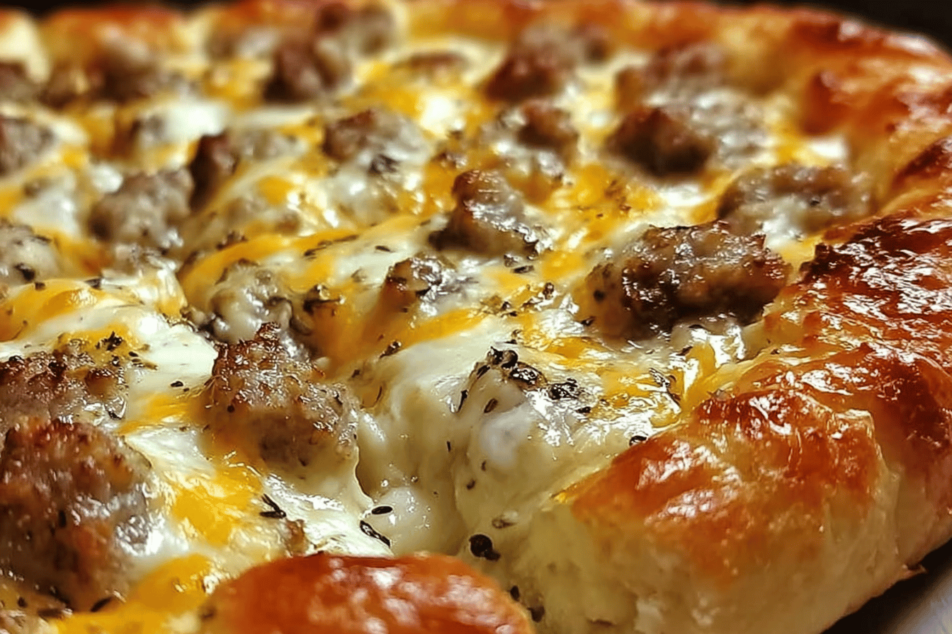 Biscuits and Sausage Gravy Pizza