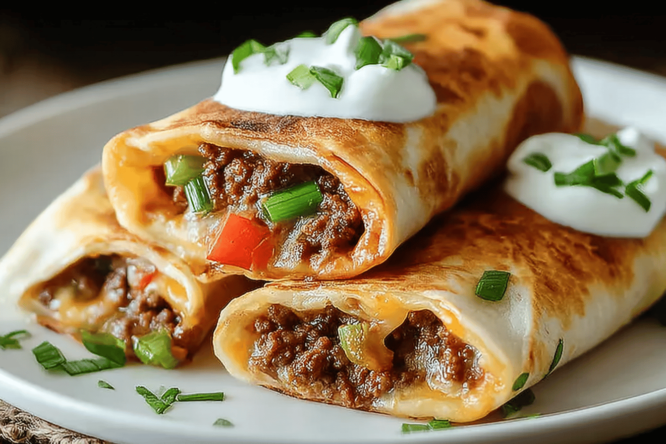 Crispy Beef and Cheese Chimichangas
