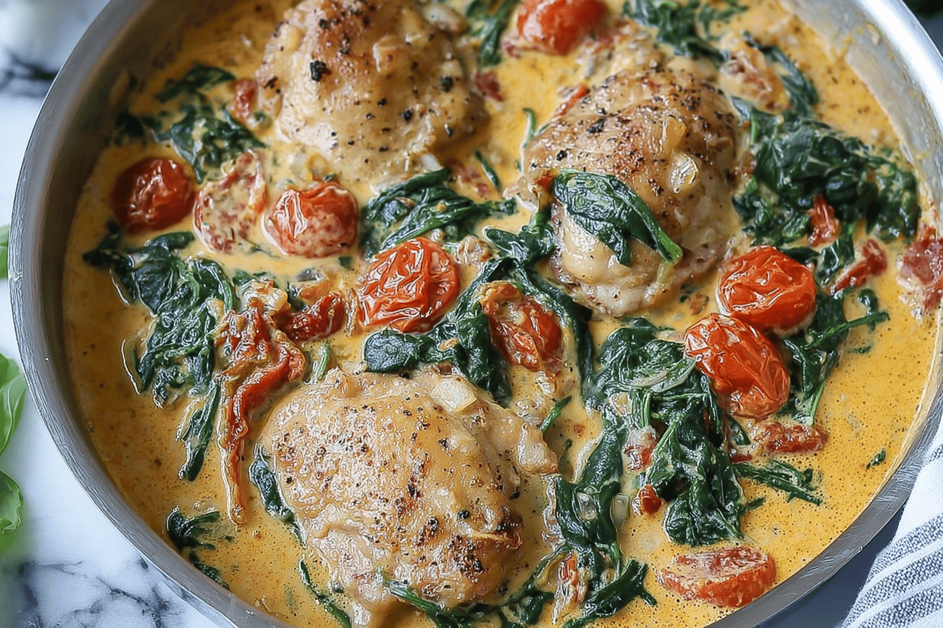 One Pan Tuscan Chicken Thighs