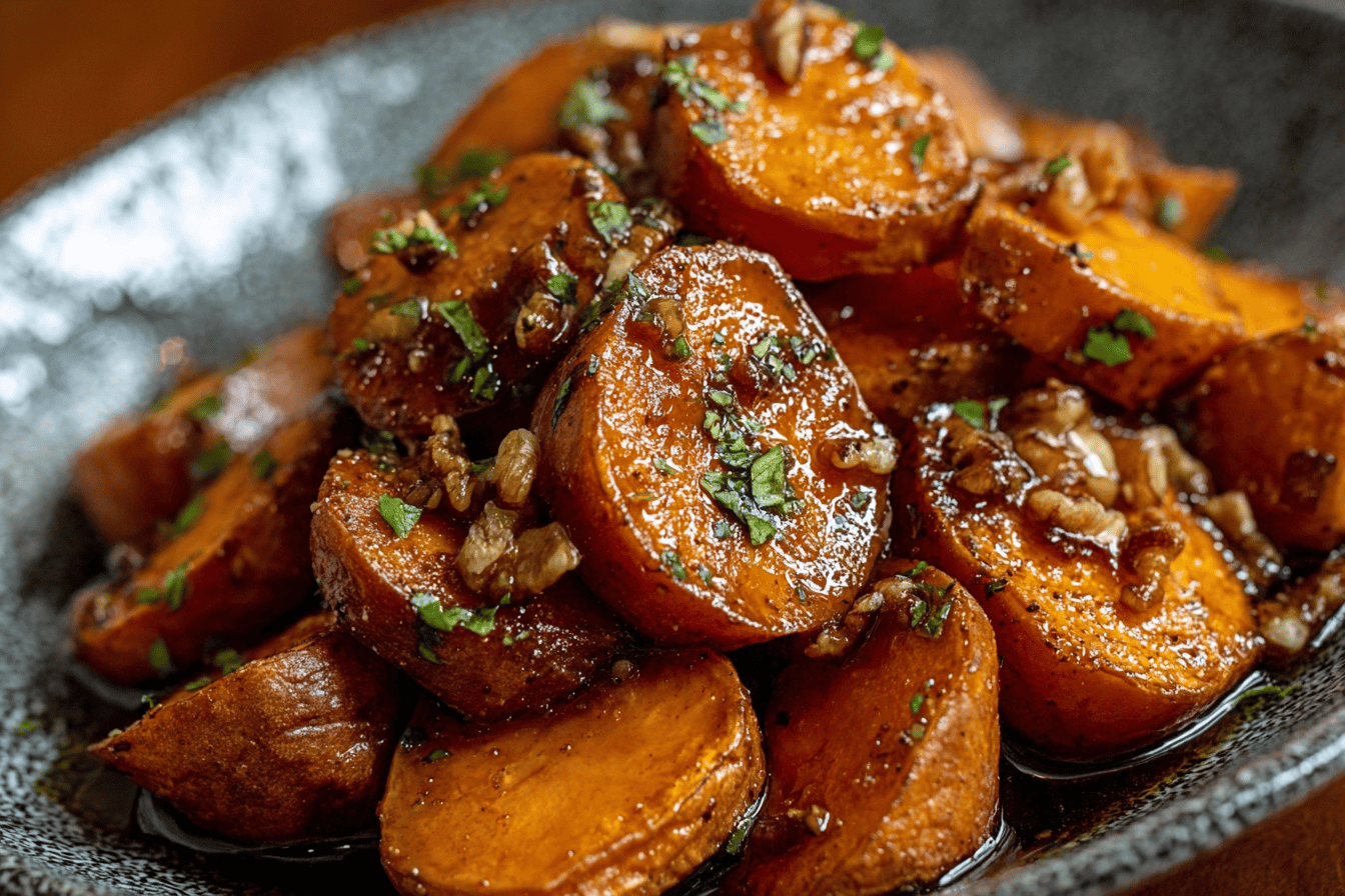 Walnut Maple Roasted Sweet Potatoes