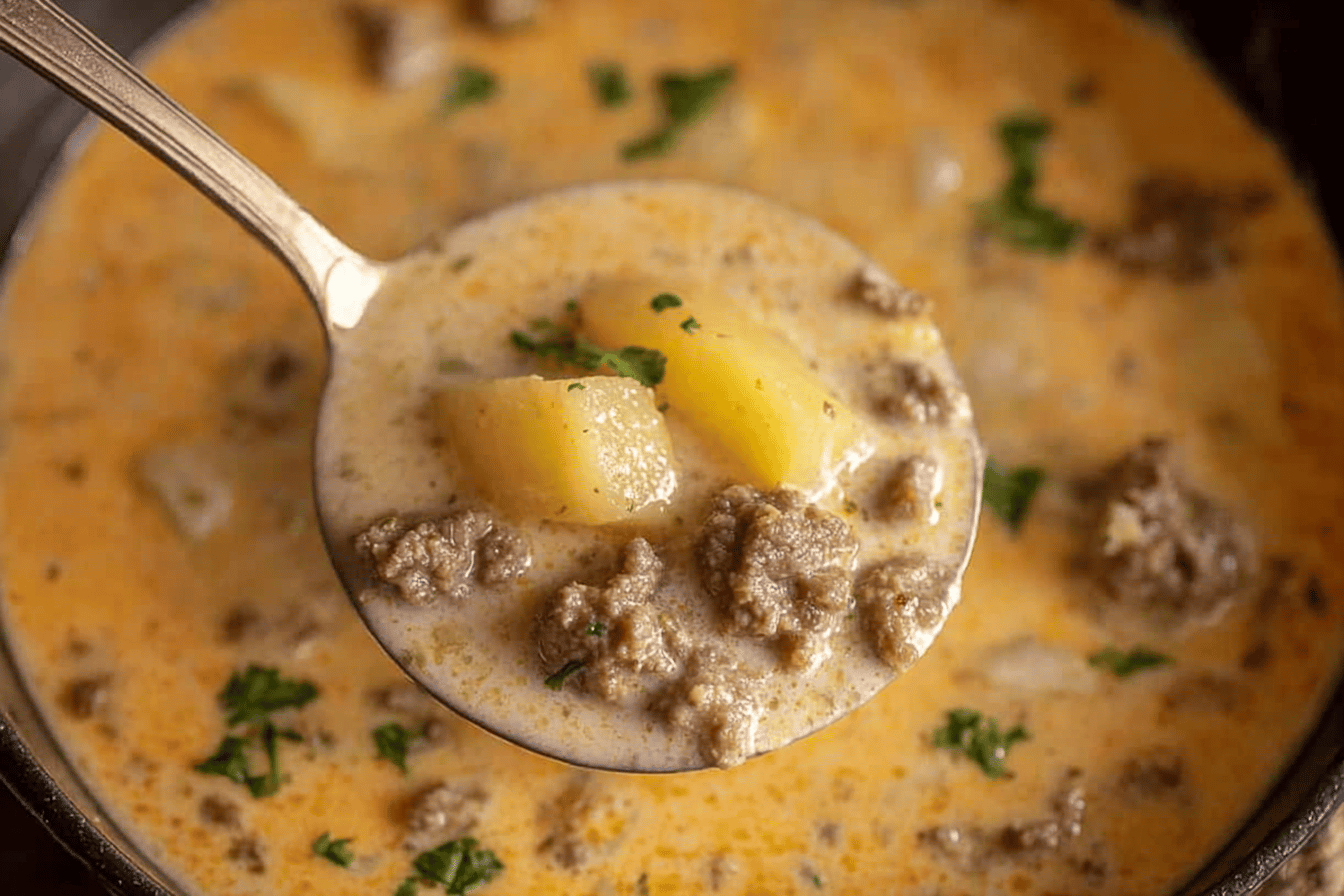 Cheesy Beef Potato Soup