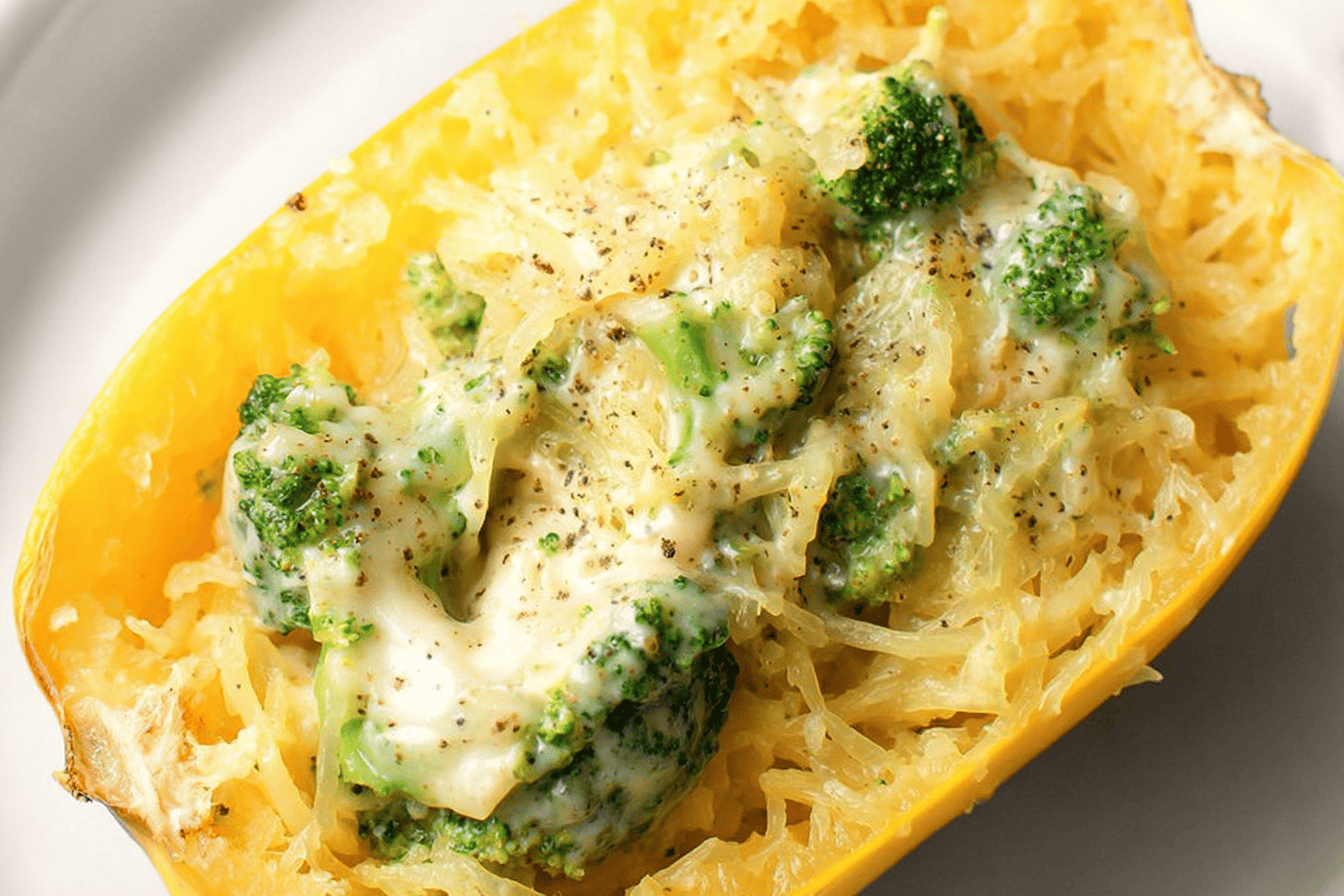 Cheesy Broccoli Spaghetti Squash