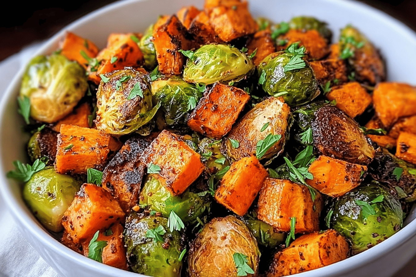 Roasted Brussels Sprouts Sweet Potatoes