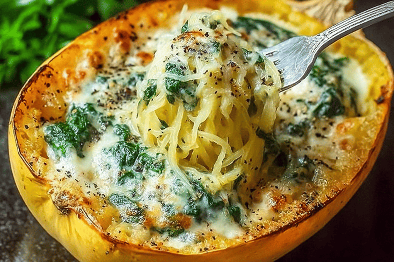 Spinach Stuffed Spaghetti Squash