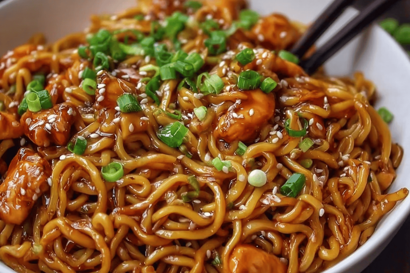 Sticky Garlic Chicken Noodles