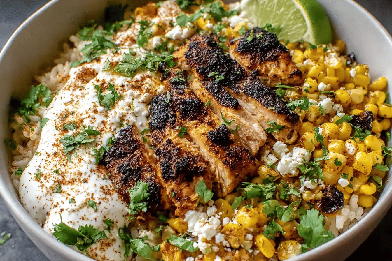 Street Corn Chicken Rice Bowl